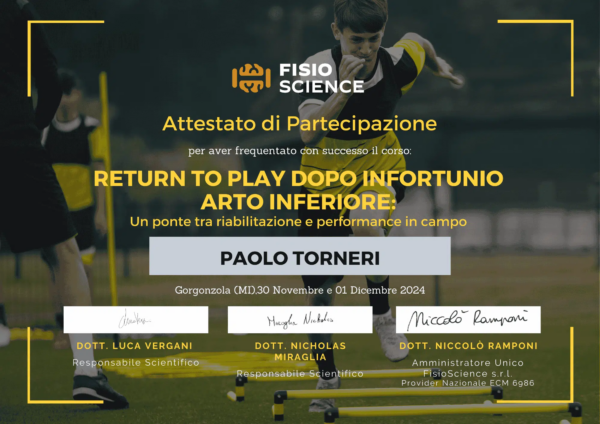 attestato-return-to-play Return To Play Dopo Infortunio Arto Inferiore