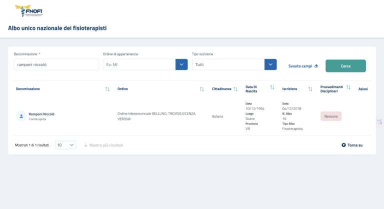 ricerca albo fisioterapisti
